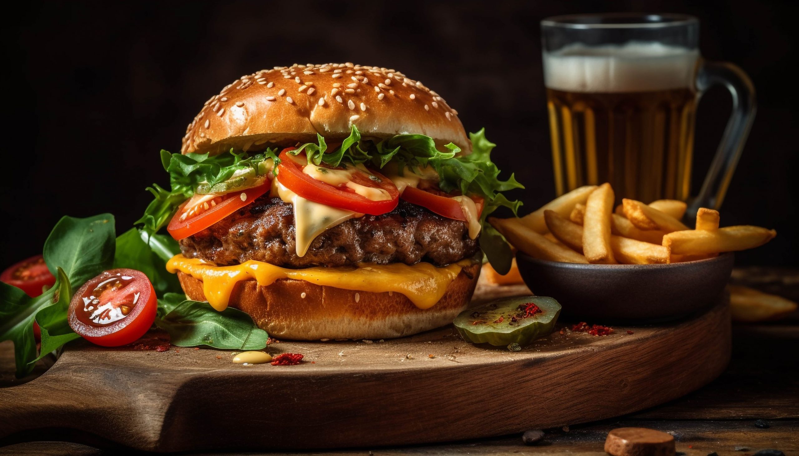 grilled cheeseburger fries classic american meal generated by ai min scaled 2